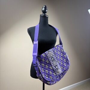 Vera Bradley Purple Paisley Quilted Messenger Bag‎ Crossbody Shoulder Strap